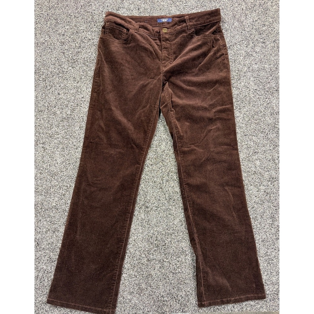 Chaps Corduroy Pants Women 12P Brown Straight Leg Stretch Casual Dark Academia